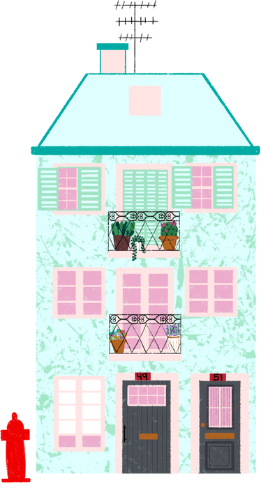 Light Blue Tall House Illustration